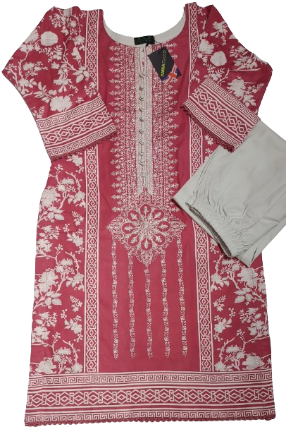 2PC Stitched Embroidery Lawn Suit