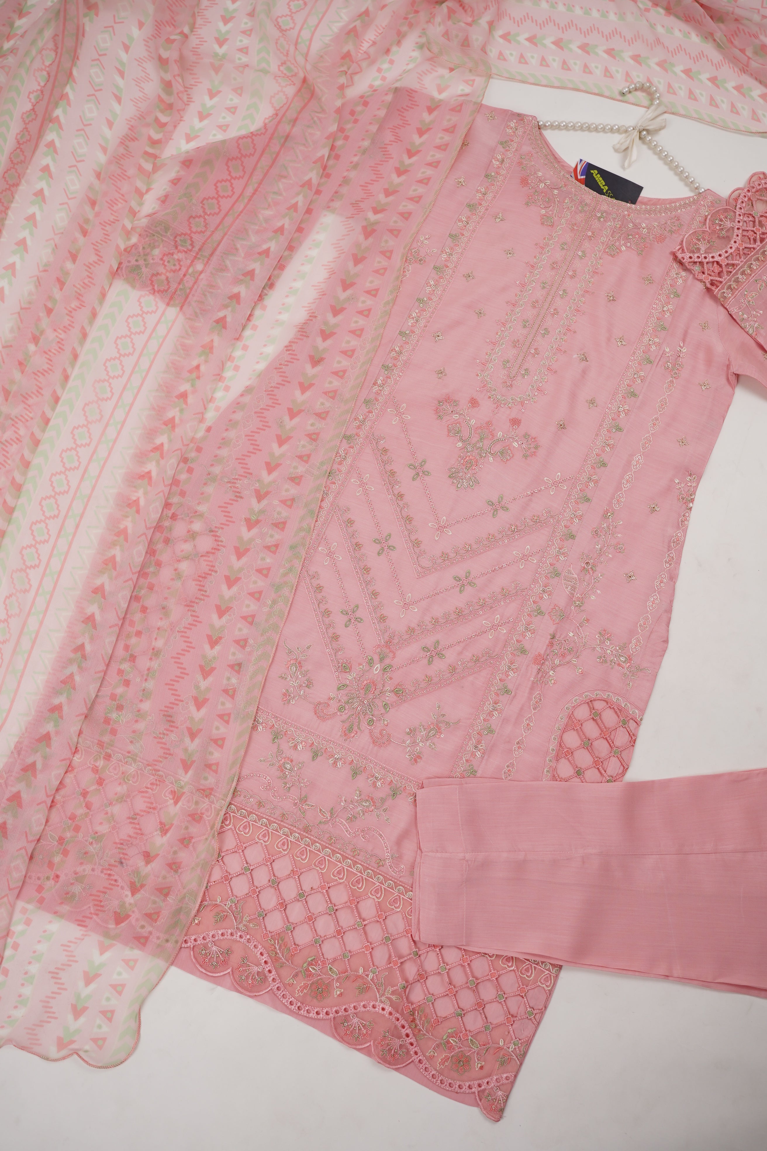 Bin Nisar Originals - Embroidered  Outfit with Chafoon Dupatta - Ready to Wear