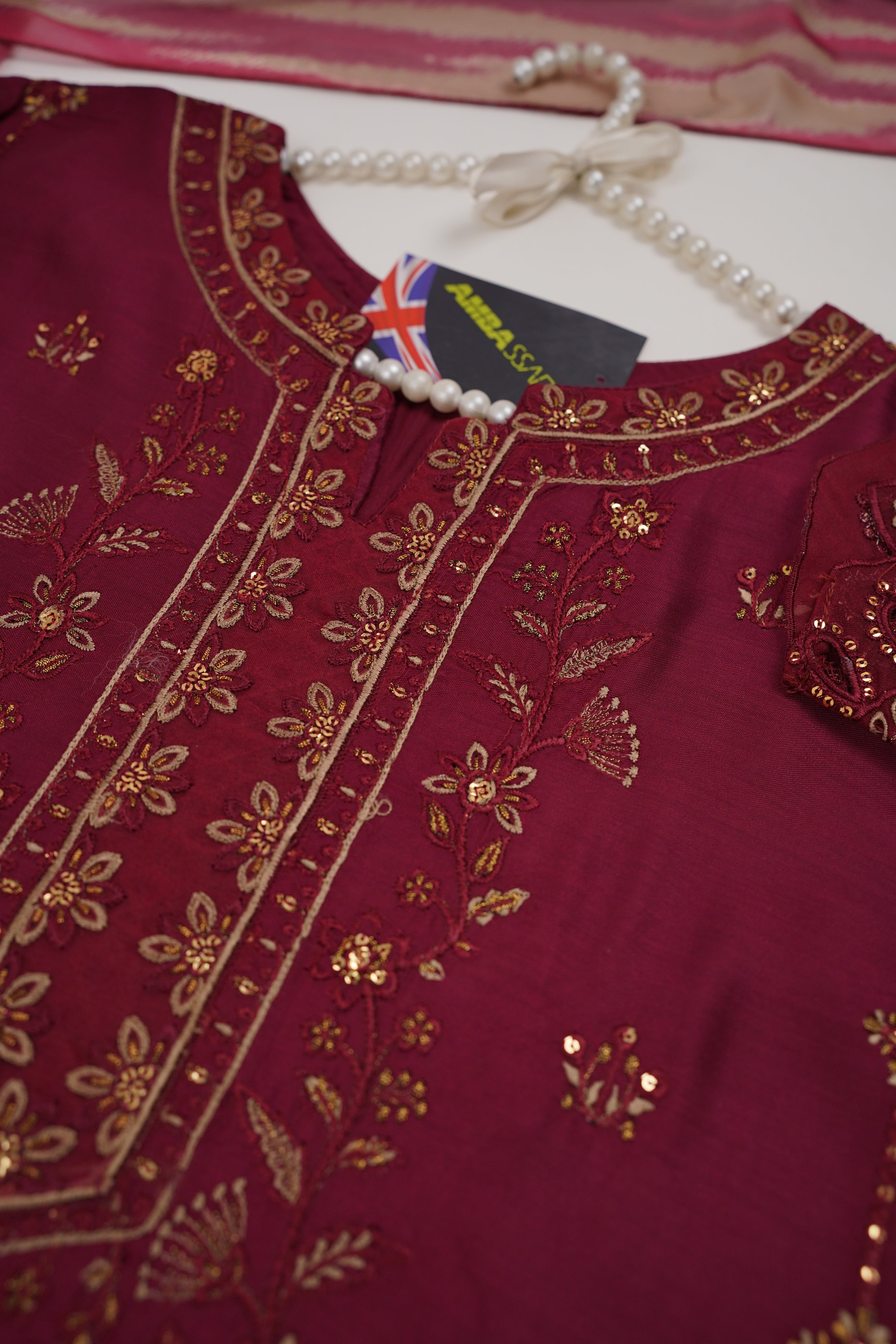 Bin Saeed Originals - Embroidered  Outfit with Chafoon Dupatta - Ready to Wear