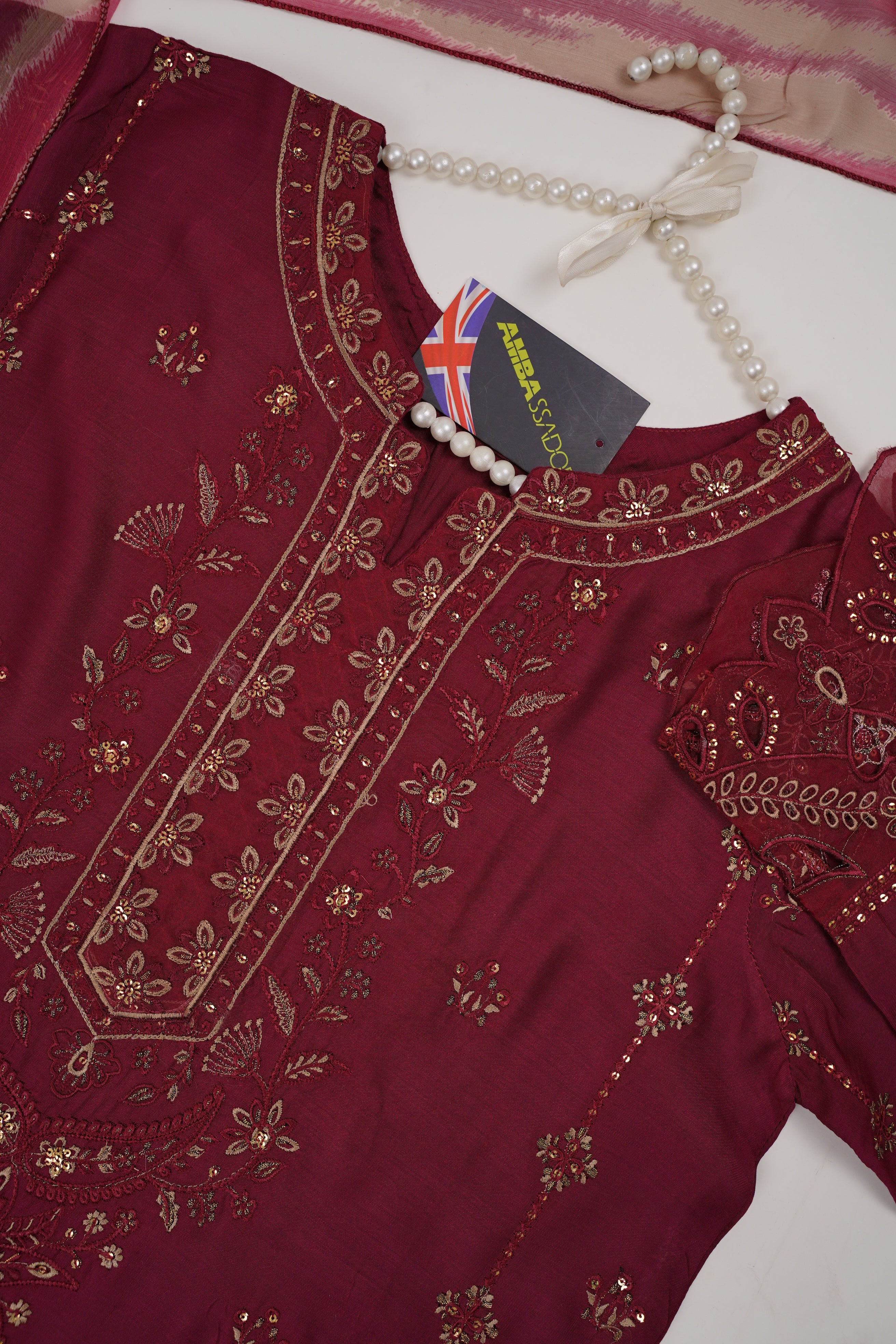 Bin Saeed Originals - Embroidered  Outfit with Chafoon Dupatta - Ready to Wear