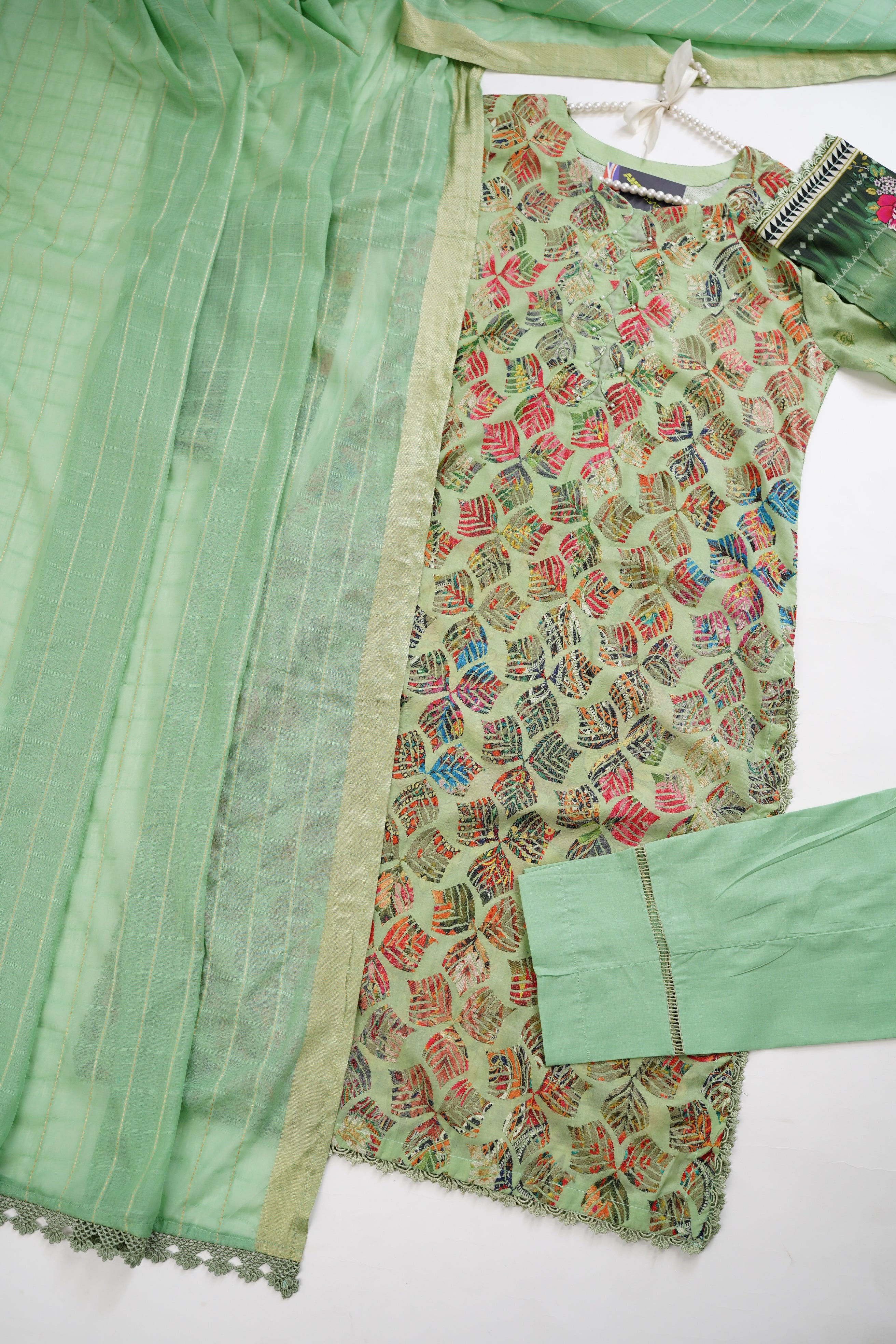 S Basics - Embroidered Lawn Outfit with Lawn Dupatta - Ready to Wear