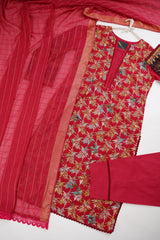 S Basics - Embroidered Lawn Outfit with Lawn Dupatta - Ready to Wear