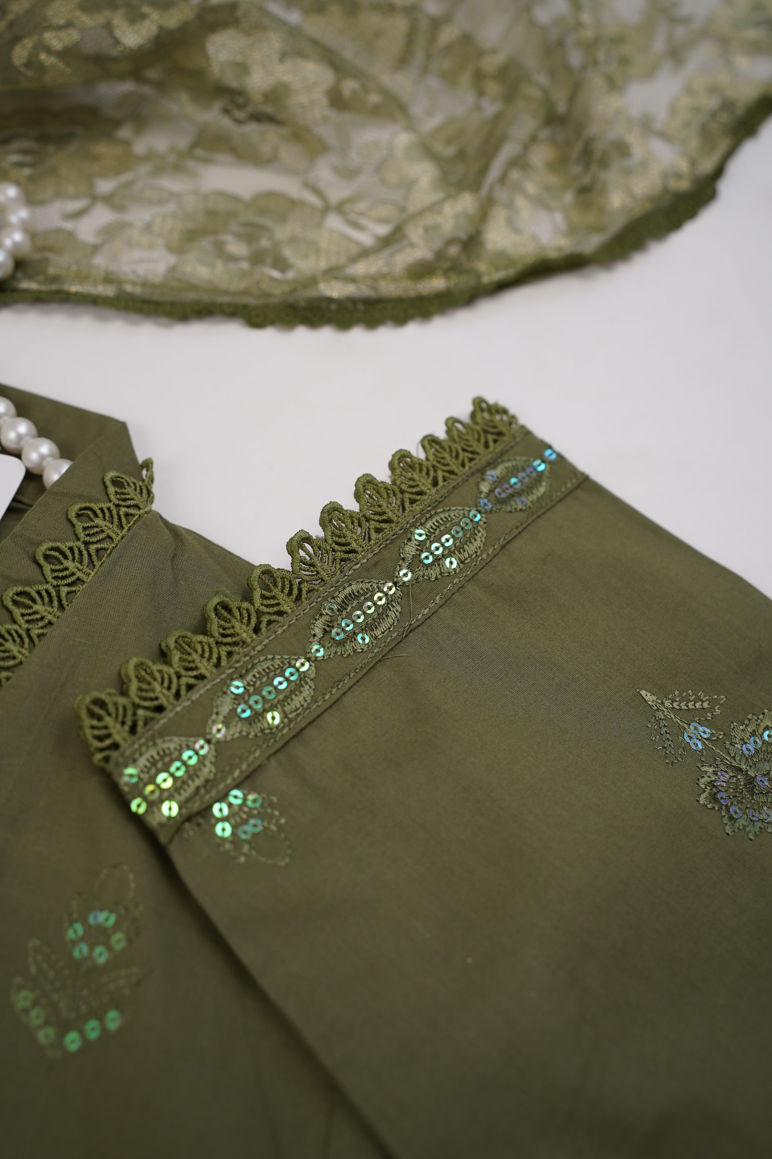 Rozi - Embroidered Chikankari Lawn Outfit with Net Dupatta - Ready to Wear