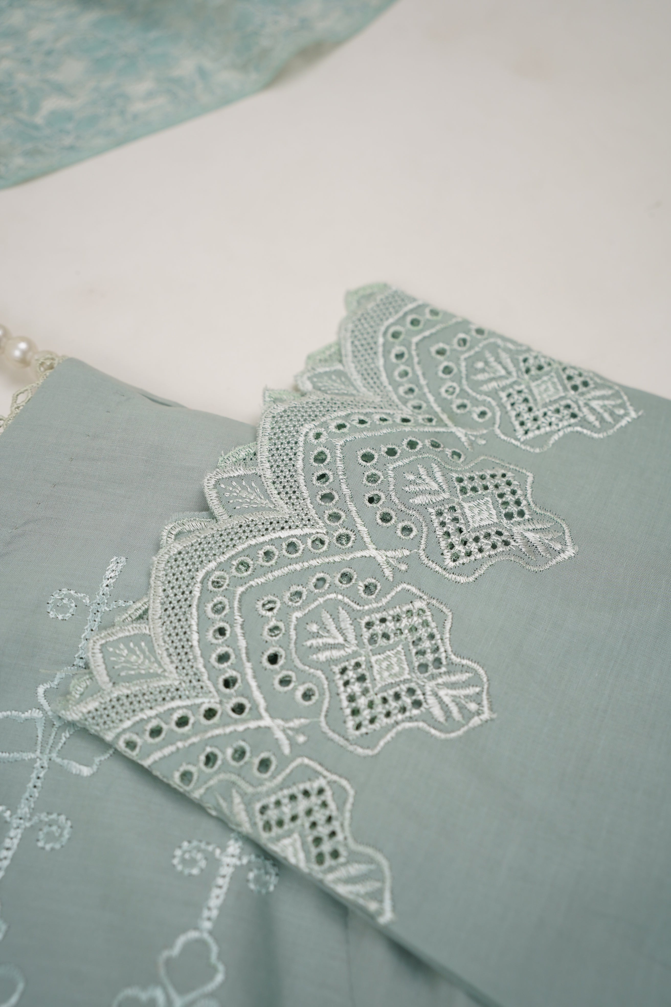 Rozi - Embroidered Chikankari Lawn Outfit with Net Dupatta - Ready to Wear