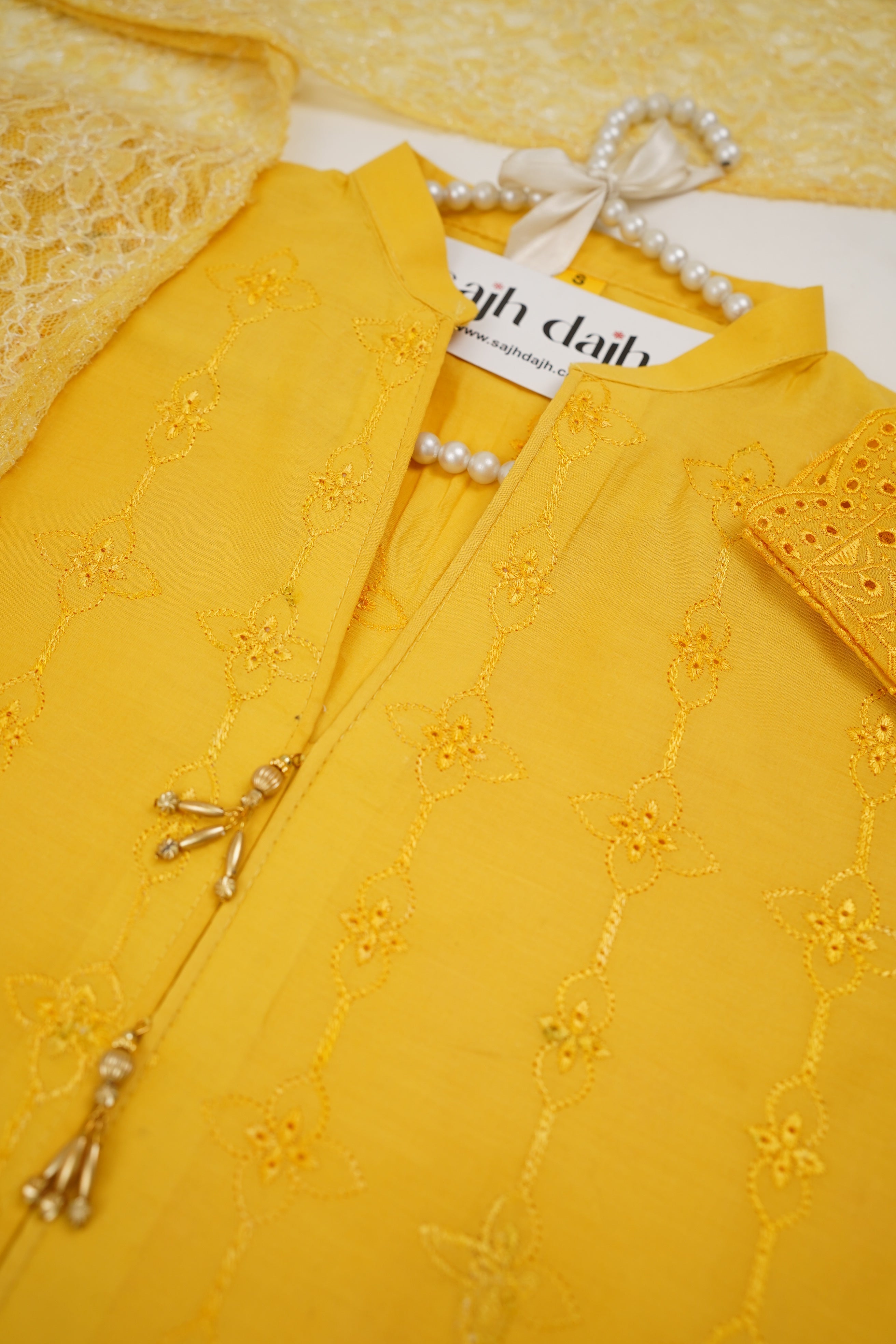 Rozi - Embroidered Chikankari Lawn Outfit with Net Dupatta - Ready to Wear