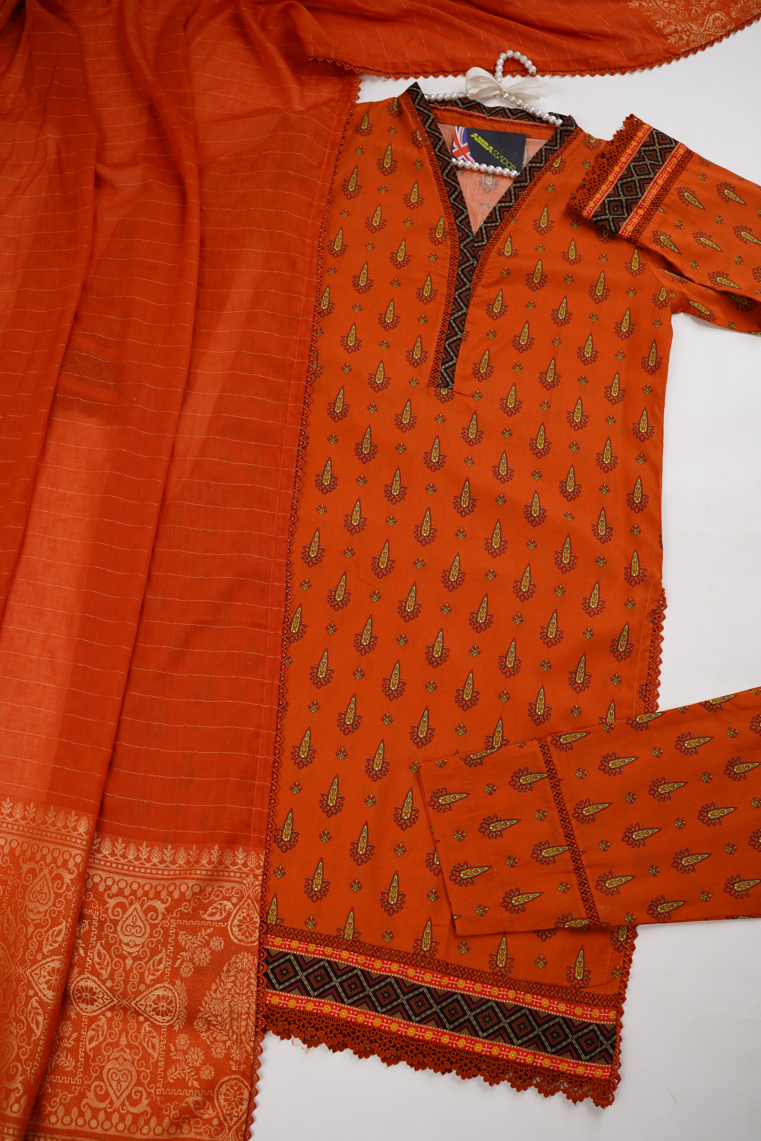 Rozi - Printed Lawn Outfit with Broshay Dupatta - Ready to Wear